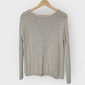 Brandy Melville One Size Cream Open Knit Sweater Fits M 100% Cotton Minimalist